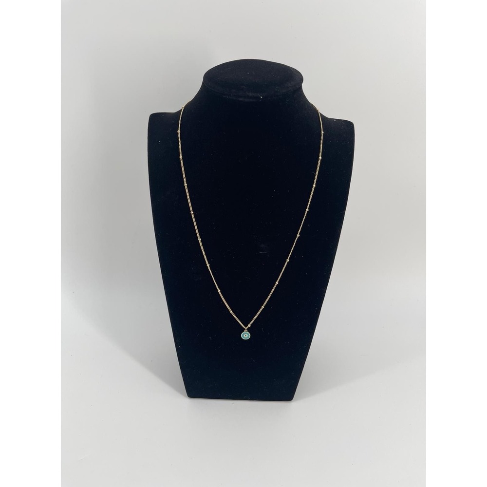 Vintage Gold Tone Evil Eye Necklace Women Dainty Chain Blue Charm Retro